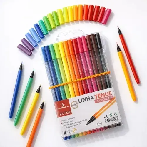 Kit 12 Canetinhas Ponta Fina Linha Tênue Contorno para desenho e colorir.