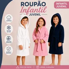 Roupão Infantil Banho Microfibra Com Capuz Manga Longa Unissex