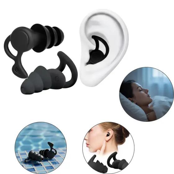 Kit Protetor Auricular Par com Case Redução de Ruído 3 Camada Reutilizável de Silicone Isolamento Acústico Anti Ronco