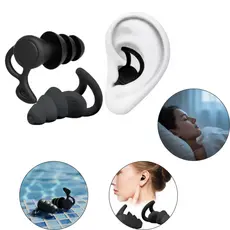 Kit Protetor Auricular Par com Case Redução de Ruído 3 Camada Reutilizável de Silicone Isolamento Acústico Anti Ronco