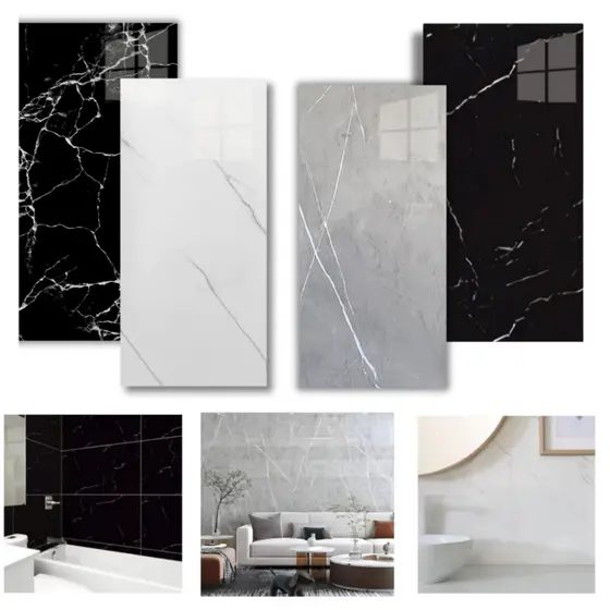 Kit 10 a 30 Placas 3D Decorativa Autoadesiva – 30x60cm Mármore, Preto e Cinza Renove Seu Ambiente com Estilo