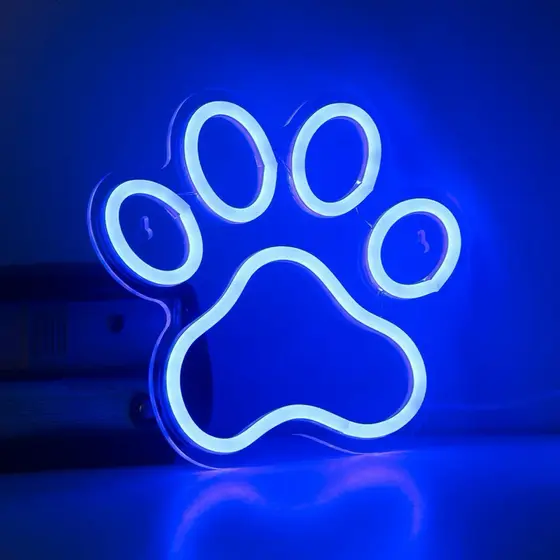 Pata pet acrílico com neon led 30x30cm Petshop
