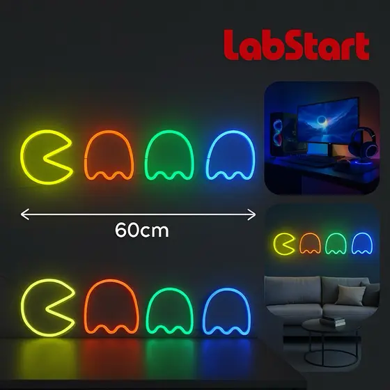 Placa Luminoso Neon De Led - Pac Man 60x15cm