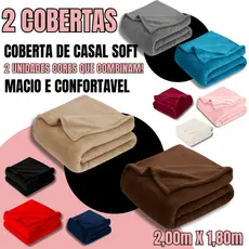 Cobertor Manta Casal 2,00x1,80Mt Microfibra Lisa Soft Antialérgica Coberta Macia Quentinha