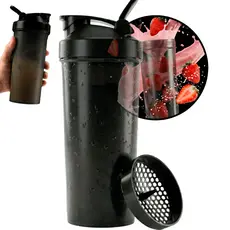 Coqueteleira Academia Shakeira 700ml Com Rede Musculação Academia e Suplementos Preta