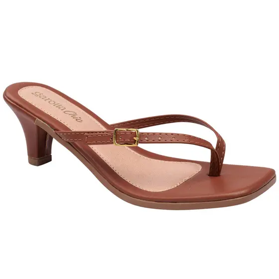 Sandália Feminina Salto Fino Chinelo fivela Confortável