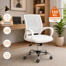 Cadeira de Escritório Executiva Ergonômica Giratória para Home Office - Inox Resistente
