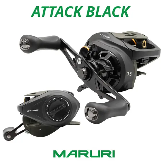 CARRETILHA DE PESCA MARURI ATTACK BLACK - 7 ROLAMENTOS - DRAG: 5KG