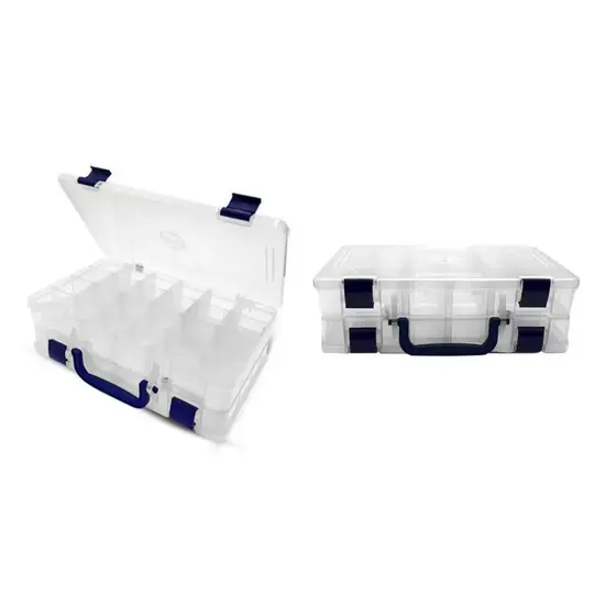 ESTOJO MALETA CASE PARA PESCA DUPLO HI ISCA ARTIFICIAL 16 X 27,5 X 8,5CM - 44 DIVISOES - GRANDE