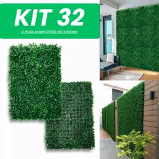 Kit 32 Placa Buchinho Grama Artificial Parede Muro Inglês Vertical Cheio