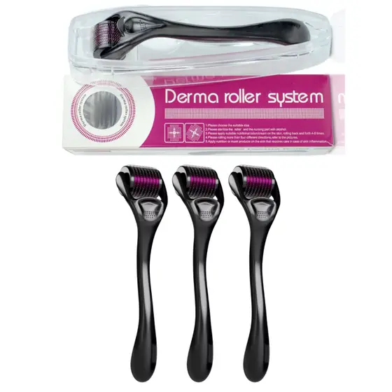 3 Un Dermaroller Microagulhamento Rolo Agulha System 540 Original com Anvisa Preencher Falha Cabelo Barba Cicatriz