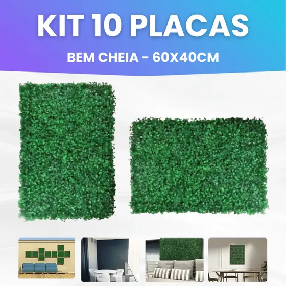 Kit 10 Placa Buchinho Grama Artificial Parede Muro Inglês Vertical Cheio