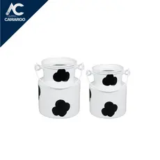 Kit 2 Leiteiras de Alumínio com Mancha Vaca ou Branca (1 litro e 500 ml)