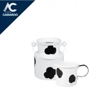 Kit 1 latão 500 ml + 1 caneca mini 150 ml com mancha de vaca