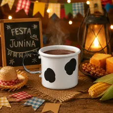 KIT 10 Canecas MINI 150ML C/ Mancha Vaca - lembrancinha tema fazendinha
