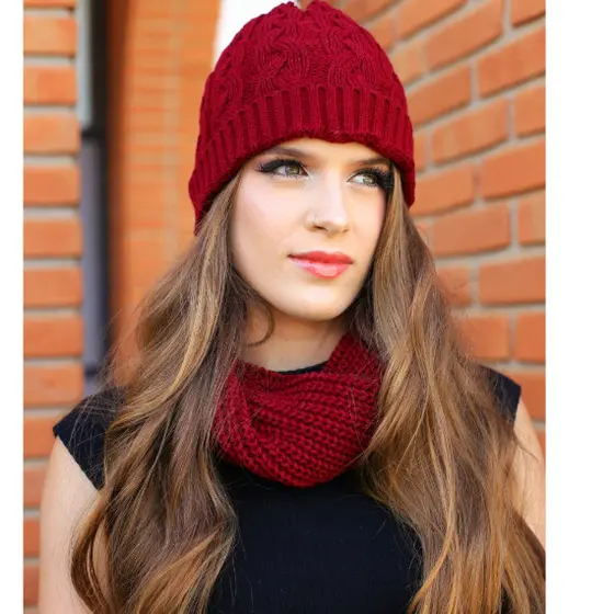Conjunto touca+cachecol  detalhe em trança