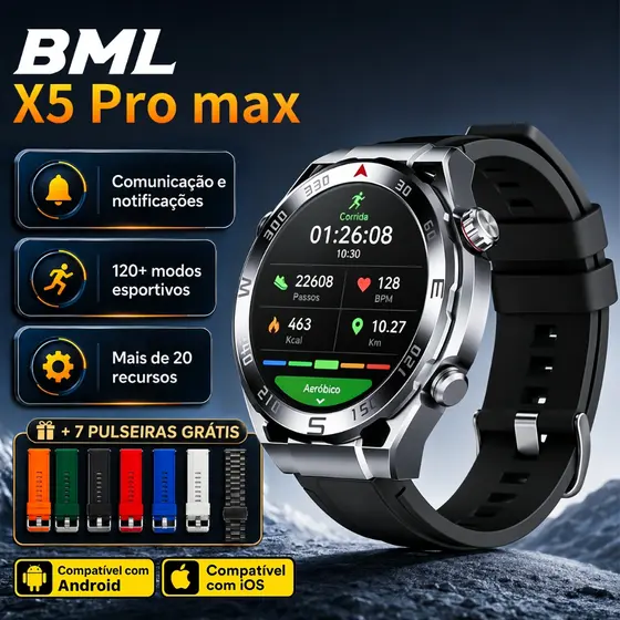 BML Novo X5Pro Max Smart Watch Bluetooth Chamada IP67 À Prova D 'Água Esportes e Fitness Adequado para Android IOS