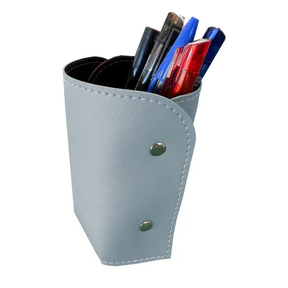 Porta Caneta em Couro Ecológico Azul Bebê