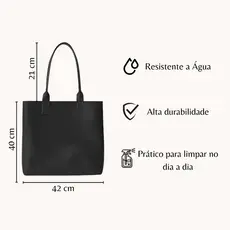 Bolsa de Ombro Tipo Sacola Couro Preta