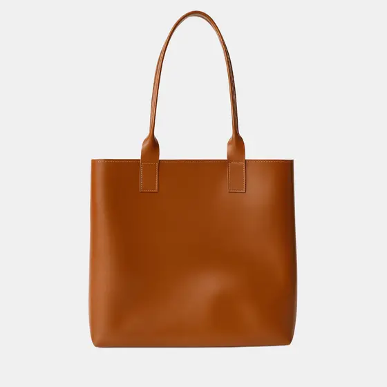Bolsa de Ombro Tipo Sacola Couro Caramelo