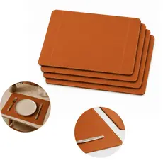 Kit Jogo Americano Mesa Posta Sousplat em Couro Sintético Caramelo