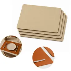 Kit Jogo Americano Mesa Posta Sousplat em Couro Sintético Bege Claro