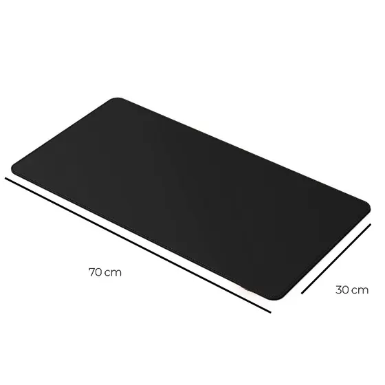 Mouse Pad Grande de Couro Sintético Preto Feltro Básico