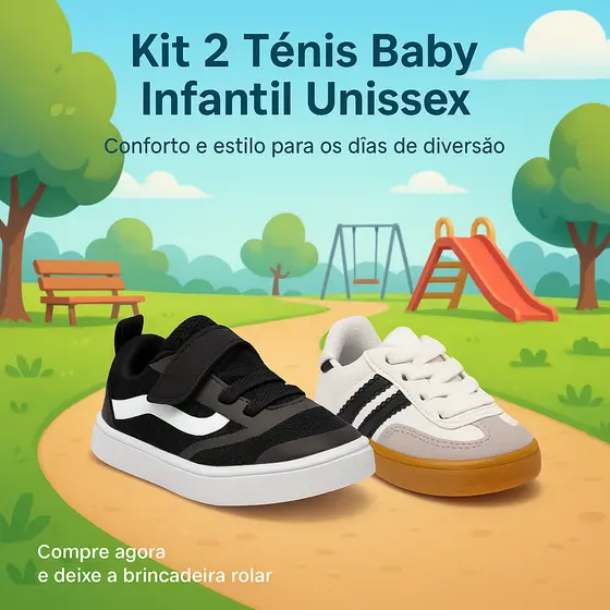 Kit 2 Tênis Infantil Menina  – Conforto e Estilo De Diversão Para Brincar e Passear - Compre agora!