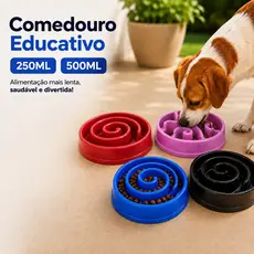 Comedouro Educativo Lento Para Cachorro Gato Pequeno e Grande