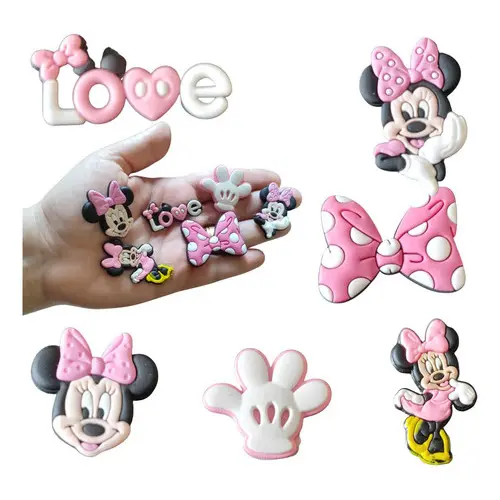 Kit 6 Pins Bottons Enfeites Chinelo Babuche Minie Rosa 025 Rosa Minie Rosa