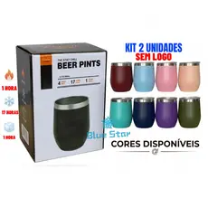 Kit 2/5 unidades Copo Térmico Cuia Inox 360ml com Tampa Hermética Acrílica Conserva Gelado E Quente - Promoção