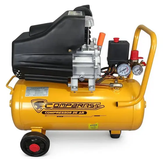 Compressor de Ar Portátil 2Hp 25L 1500w Amarelo COMPBRASIL