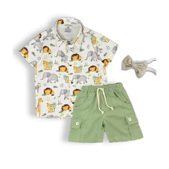 conjunto safari infantil acompanha gravata festas temáticas
