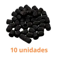 Tampa Válvula Bico Pneu Preto Carro Moto Plástico 10 Pçs