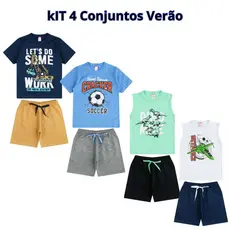 Kit 8 Peças Verão Menino Infantil e Juvenil 1 ao 16