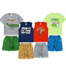Kit 8 Peças Verão Infantil MENINO 01 ao 08- SORTIDOS - 4 Camisetas + 4 Bermudas