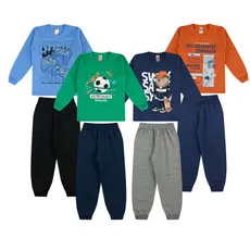 Kit 4 Conjuntos Moletom Infantil Juvenil para MENINOS - Tam 01 ao 14