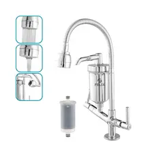 Torneira com Filtro Gourmet Flexível Bancada 1/4 de Volta com Refil