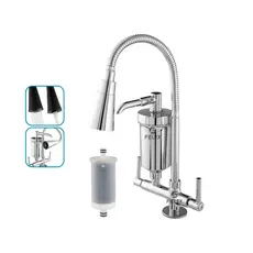 Torneira com Filtro Gourmet Flexível Cozinha Bancada c/ Ducha 2 Jatos 1/4 de Volta com Refil
