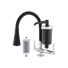 Torneira com Filtro Bancada Preta Gourmet Flexível Mesa Cozinha C/ Ducha 2 Jatos