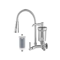 Torneira com Filtro Gourmet Flexível Cozinha Parede c/ Ducha 2 Jatos 1/4 de Volta + Refil