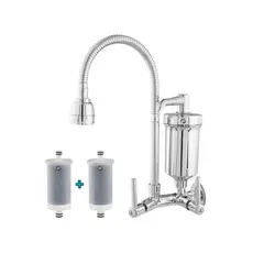 Torneira Filtro Parede Cozinha Gourmet Flexível Bica Móvel 1/4 de Volta + Refil