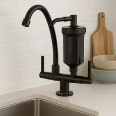 Torneira com Filtro Bica Móvel Preta Bancada Mesa Gourmet Cozinha Bancada Mesa All Black 1/4 de Volta com Refil