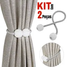 Kit Com 2 Prendedor Ímã Magnético Para Cortina Com Pérola Decorativo