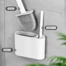 2 EM 1 Escovas Sanitárias de Silicone Para Limpar Privada Banheiro Com Suporte de Parede e Drenagem