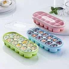 Forma de Gelo Silicone Fundo Macio Com Tampa Reutilizável Molde Com 8/12 Divisórias