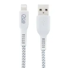 Cabo Lightning i2GO iPhone 5 até 14 Nylon Trançado 1m Branco e Cinza