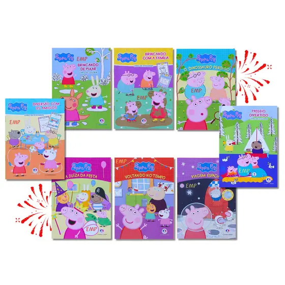 Kit 8 Livros Infantis Peppa Pig Colorir Atividades Histórias