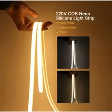 Fita LED COB Neon Flex 1m a 10m Branco Frio e Quente 110V 220V Luz Ambiente Quarto Sala Decoração
