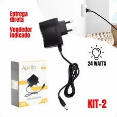 Fonte LED 12V 2A 24W Plug Macho Estabilizada Ideal Para Fitas Led 110/220V Compacta Segura